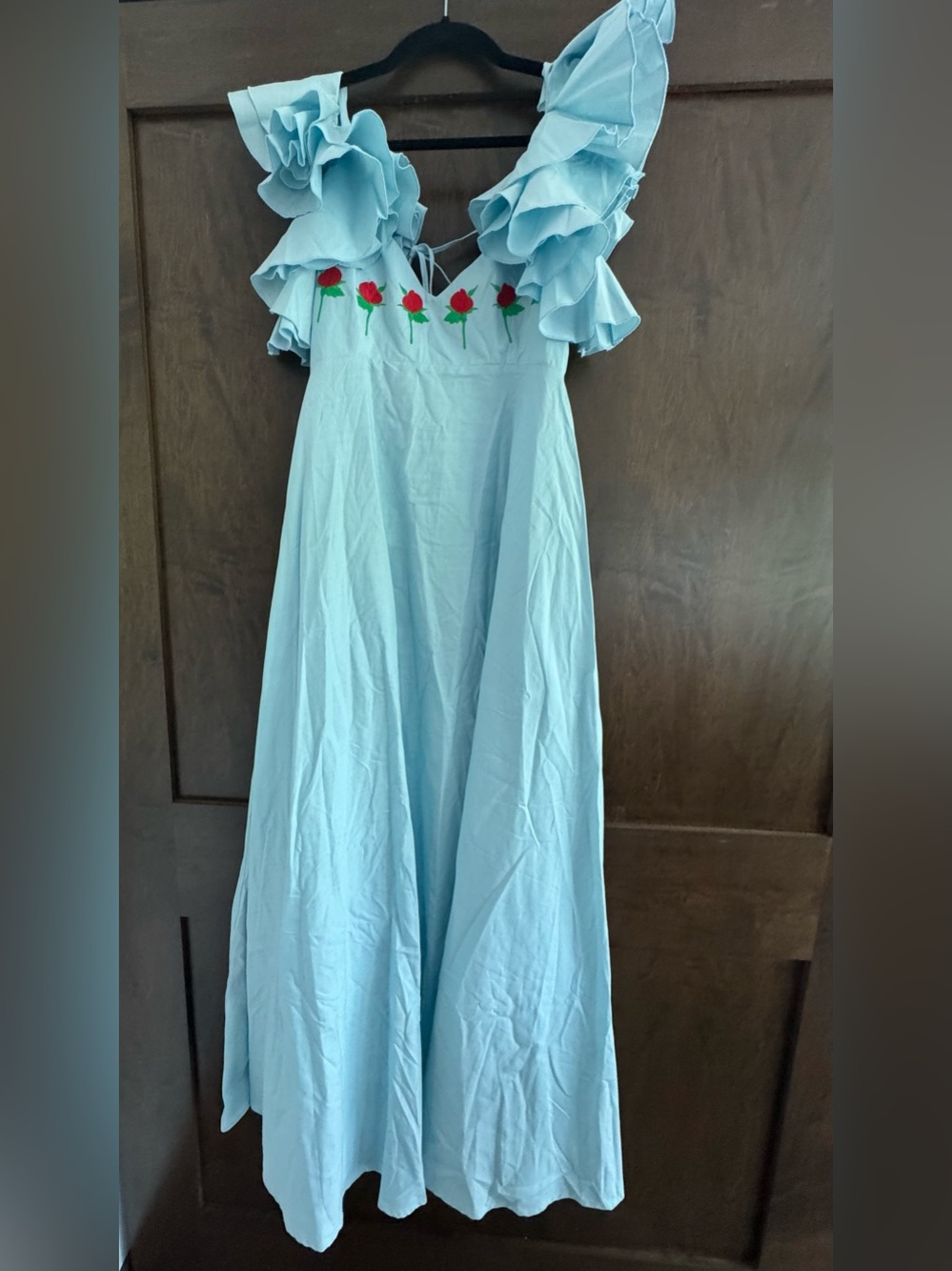 NWT Fanm Mon Demre Cotton Embroidered Dress Light Lagoon XS